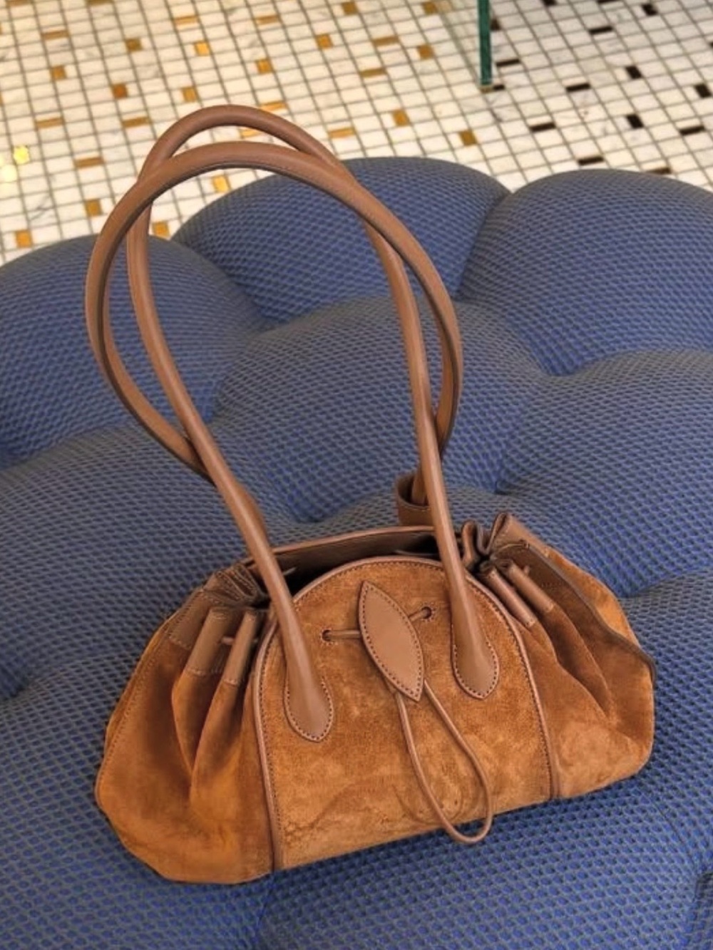 Marni Tulipea Brown Suede Drawstring Shoulder Bag - Picture 1 of 7